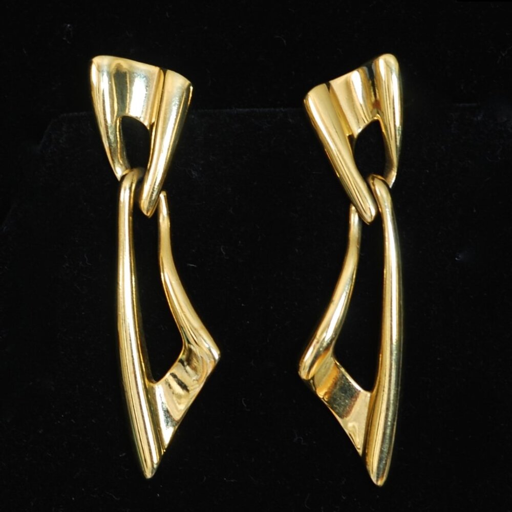 Givenchy Gold Tone Geometric Earrings - Signed